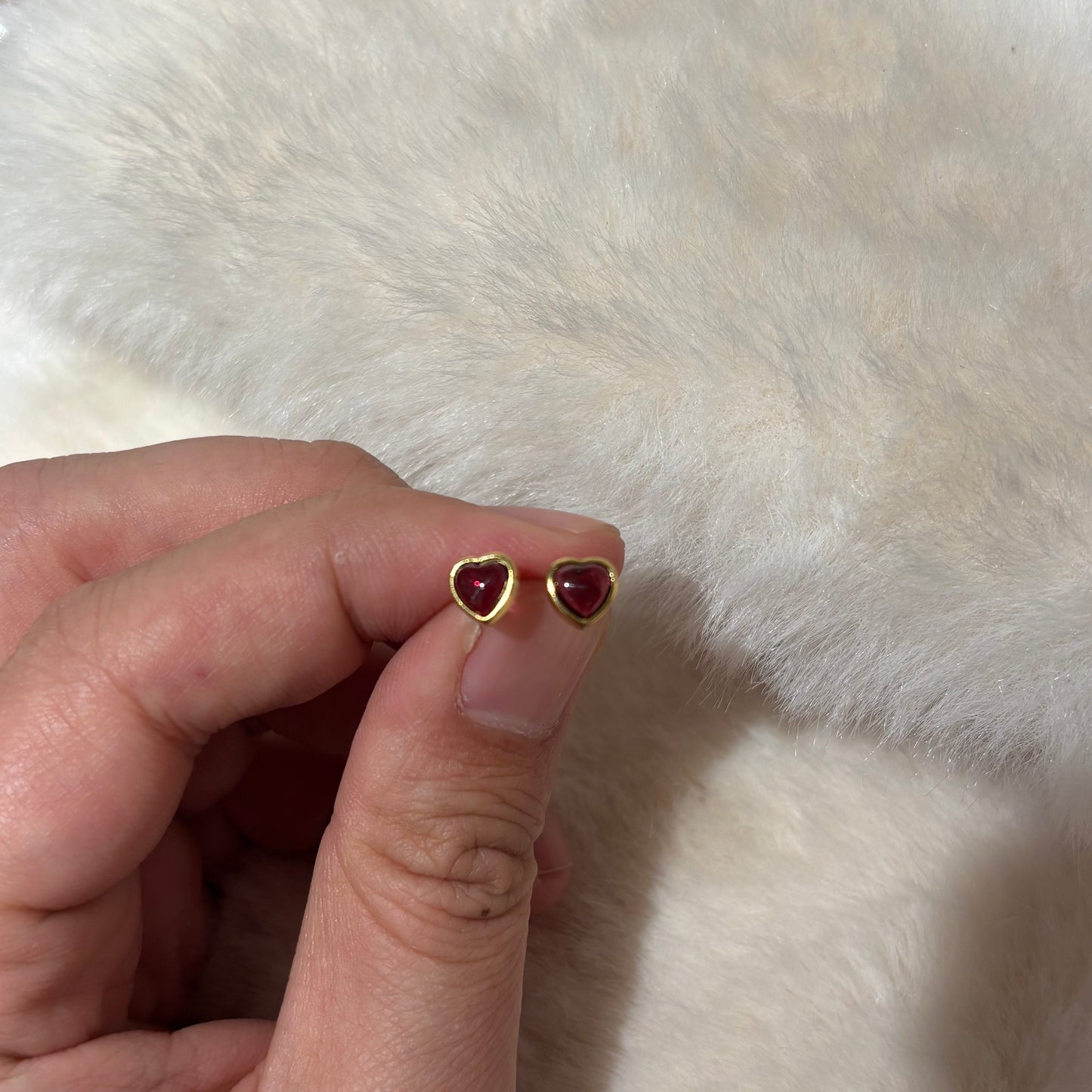 Custom-made Natural Red Garnet Sterling Silver Gold Plated Earrings