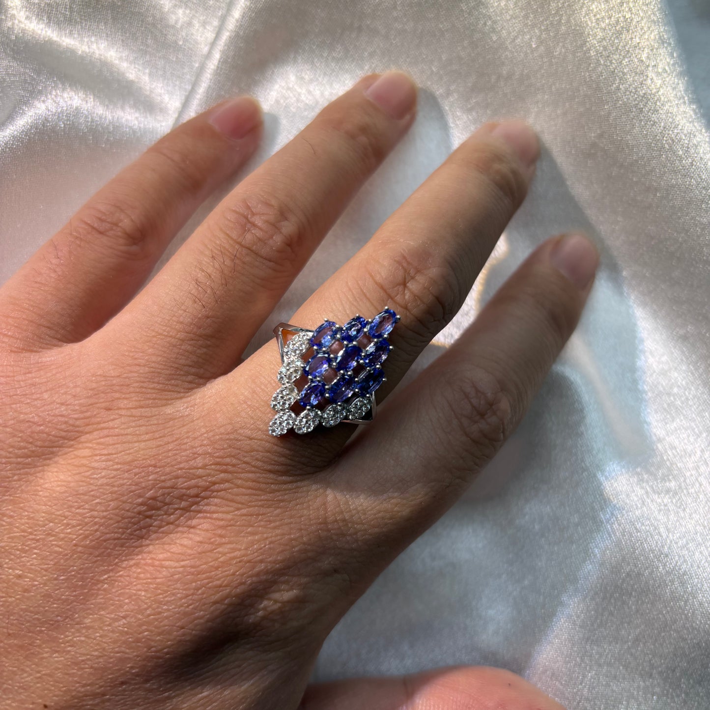 S925 Sterling Silver Natural Tanzanite Ring