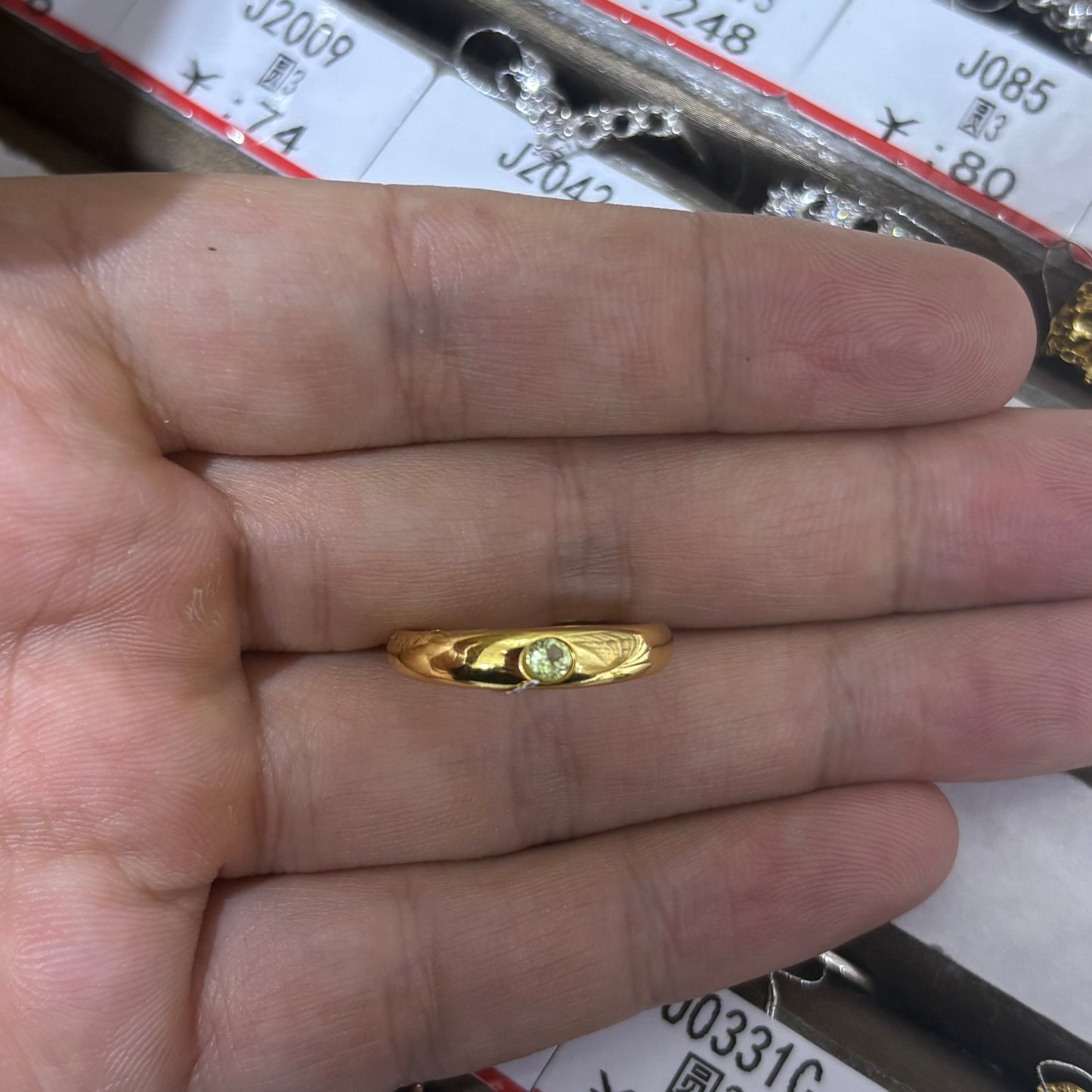 Custom-made Natural Peridot Sterling Silver Gold Plated Adjustable Ring