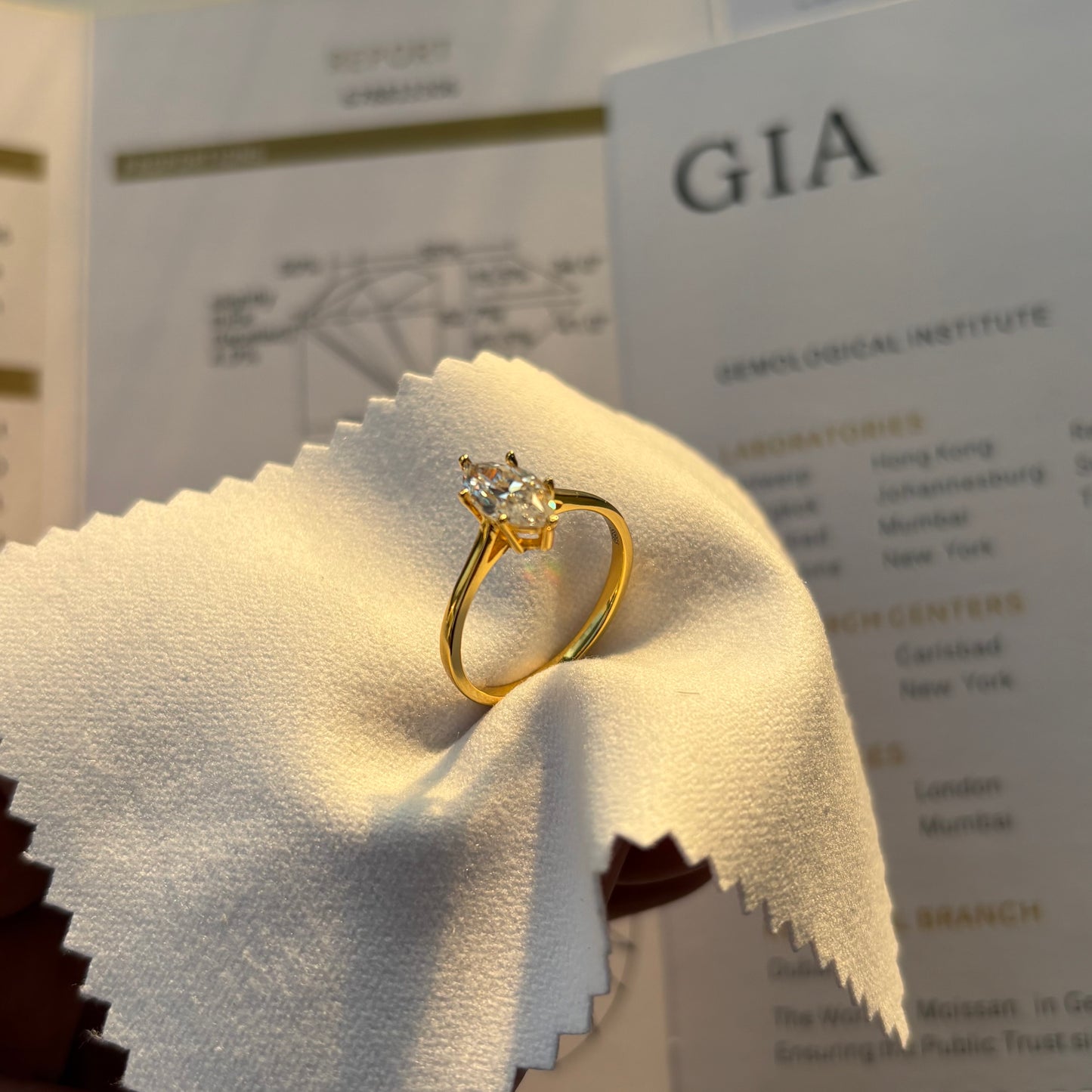 1ct～2ct Marquise Cut Moissanite Diamond S925 Sterling Silver Classic 18K Gold Plated Ring