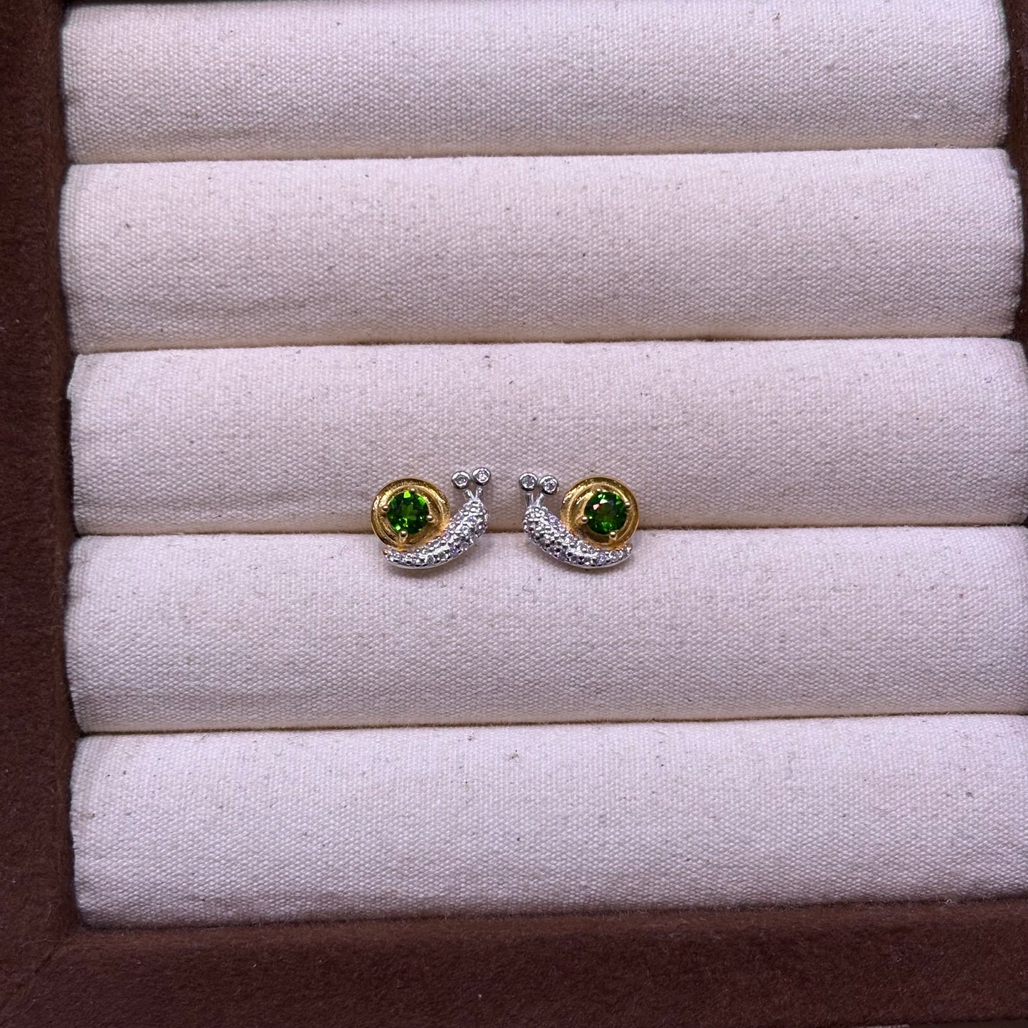 Custom-made Natural Gemstone Sterling Silver Gold Plated Snail Earrings