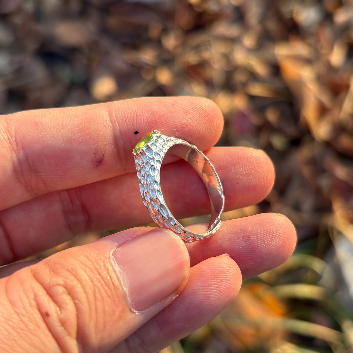Custom-made Natural Peridot Hand Made Sterling Silver Gold Plated Ring