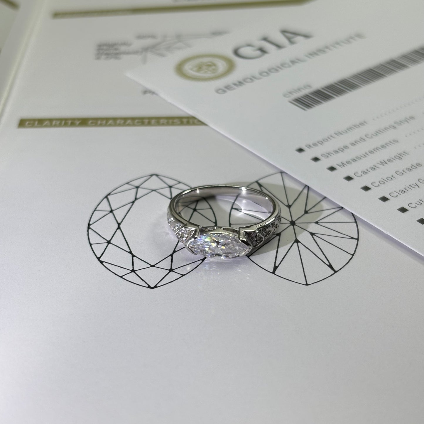 1ct Marquise Cut Moissanite Diamond S925 Sterling Silver Classic 18K Gold Plated Eye Of Horus Ring