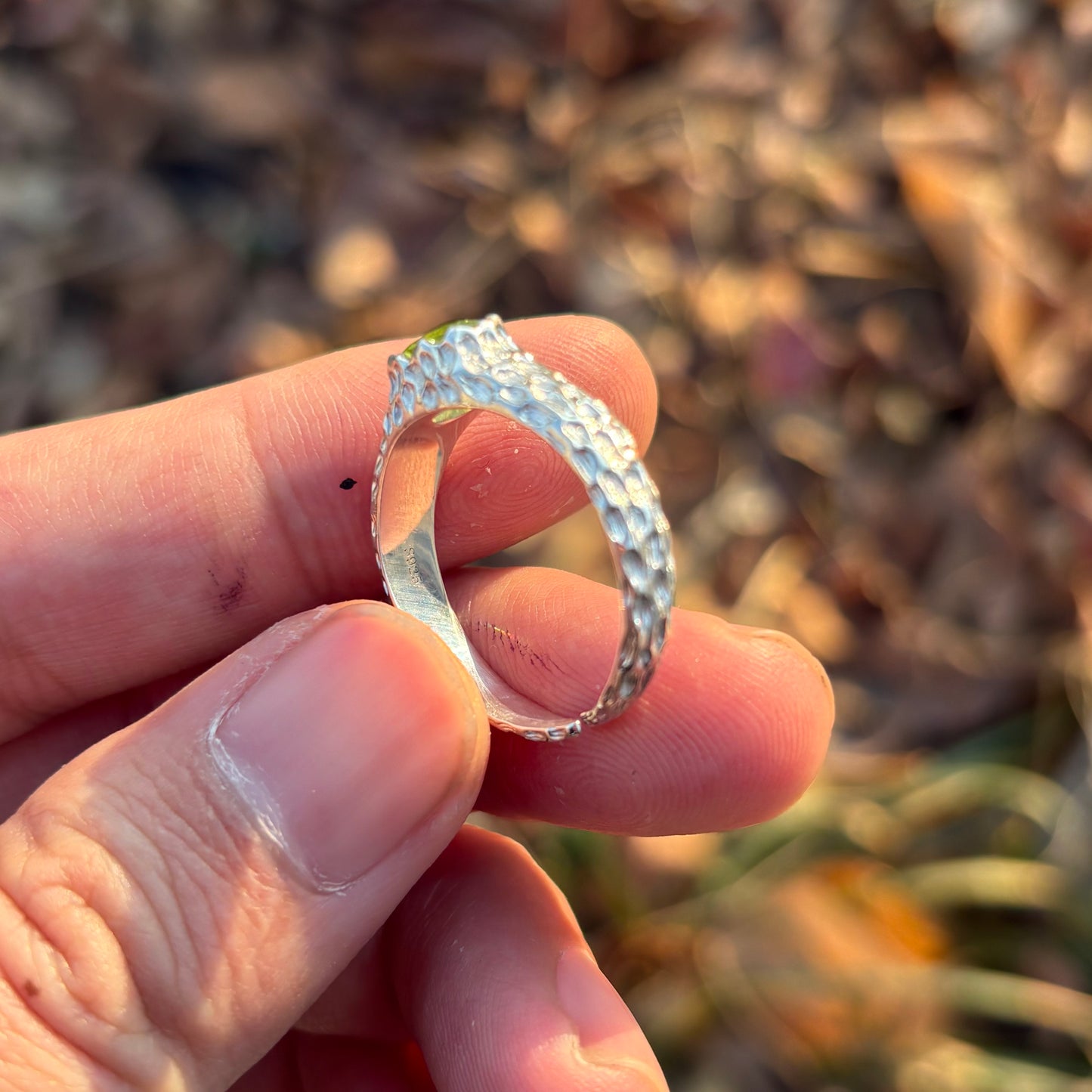 Custom-made Natural Peridot Hand Made Sterling Silver Gold Plated Ring