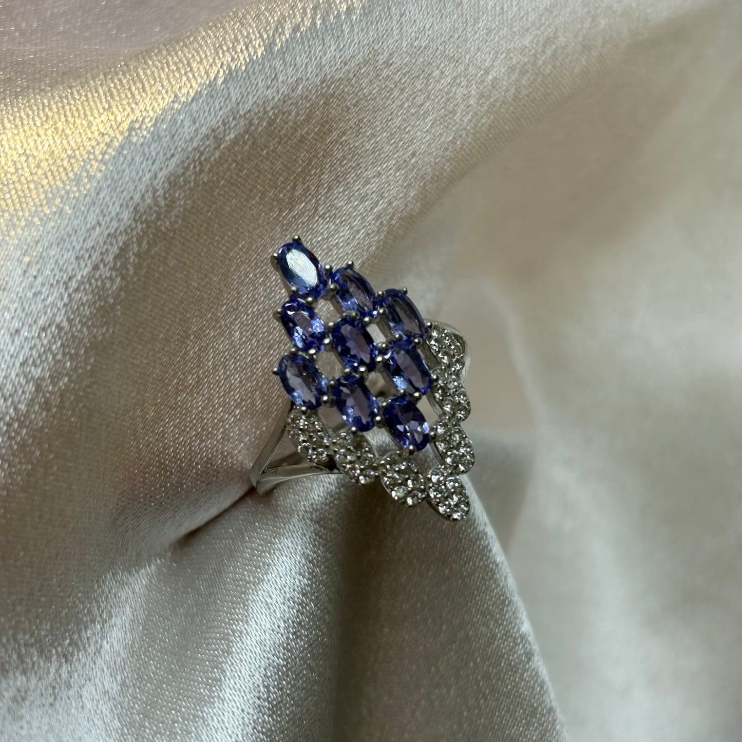 S925 Sterling Silver Natural Tanzanite Ring