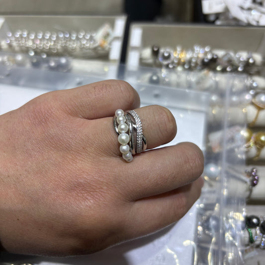 Custom link- Natural Freshwater Pearls S925 Sterling Silver Ring