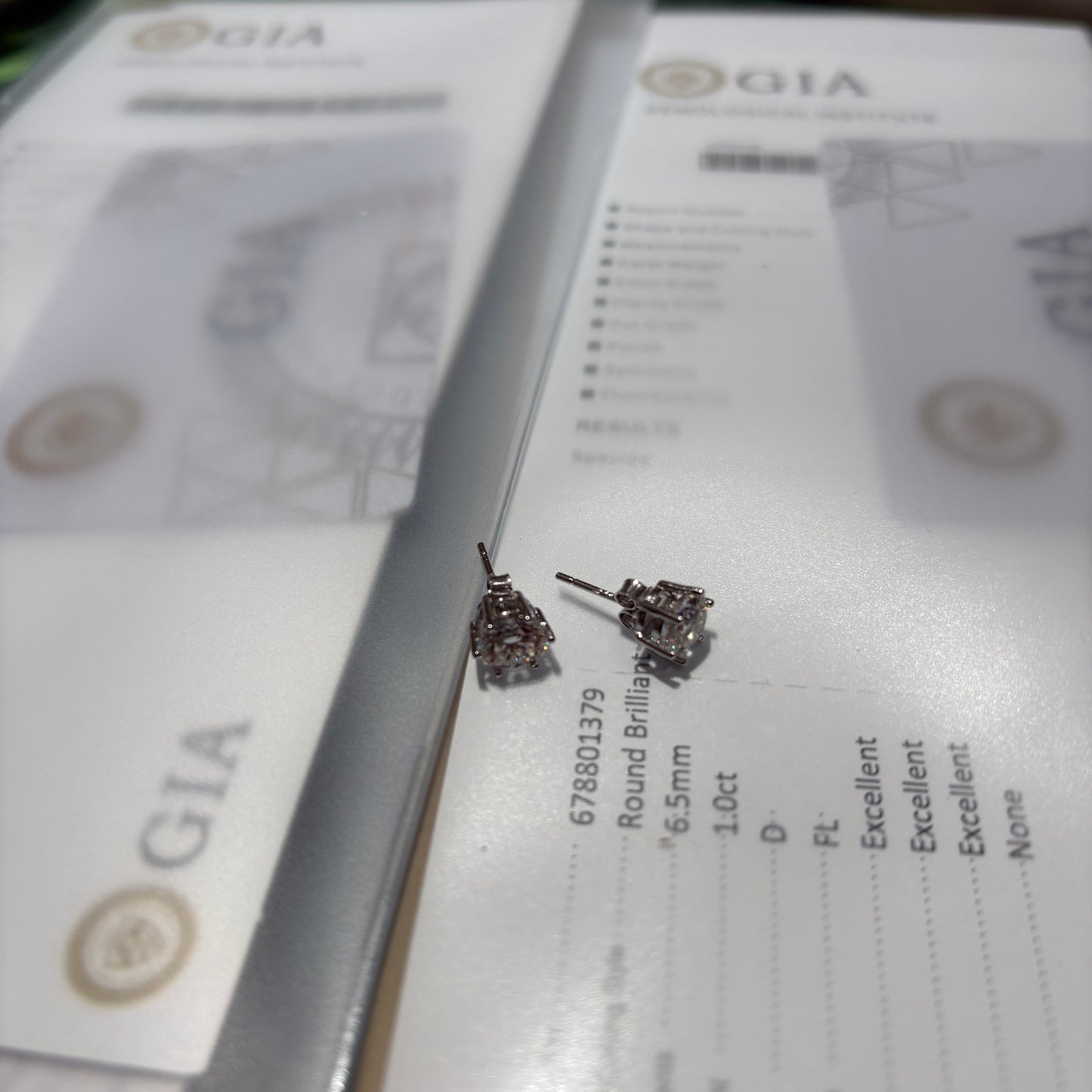 Custom-made Natural Moissanite Diamond Sterling Silver Gold Plated Earrings