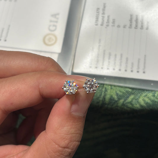 Custom-made Natural Moissanite Diamond Sterling Silver Gold Plated Earrings