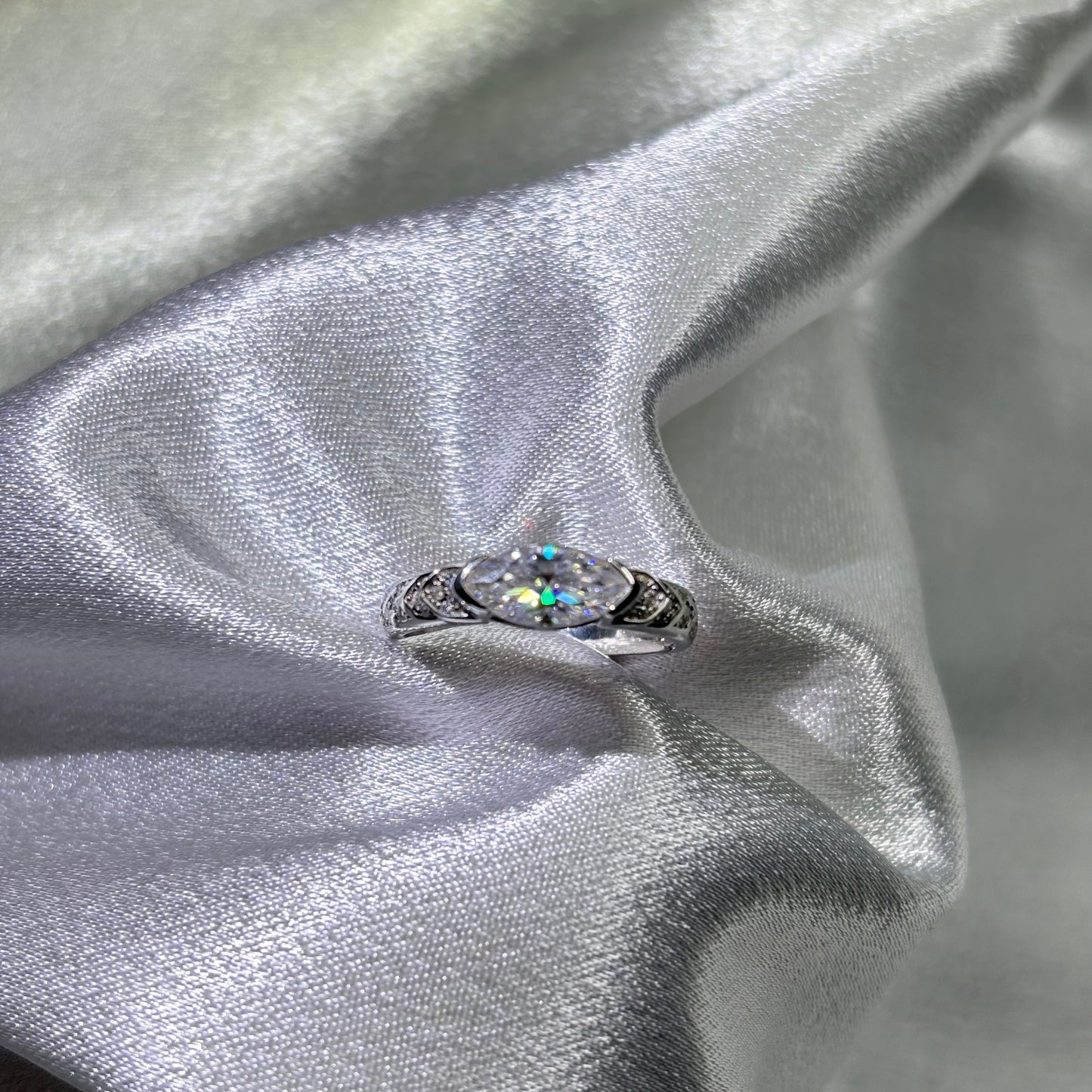 1ct Marquise Cut Moissanite Diamond S925 Sterling Silver Classic 18K Gold Plated Eye Of Horus Ring