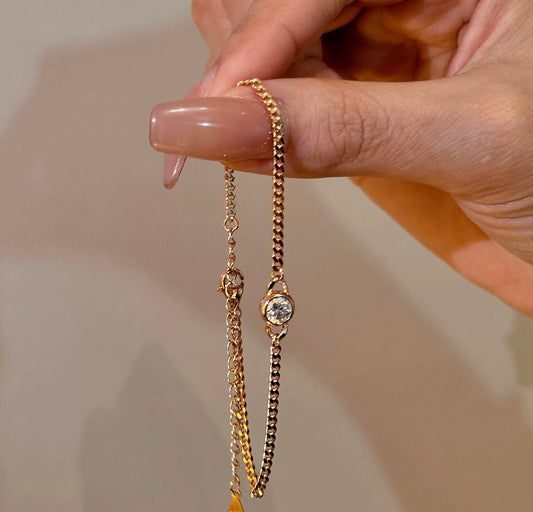 0.5~1Ct Round Cut Moissanite Diamond S925 Sterling Silver Classic 18K Gold Plated Bracelet