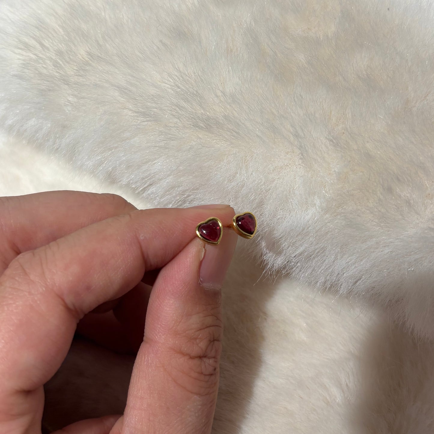 Custom-made Natural Red Garnet Sterling Silver Gold Plated Earrings