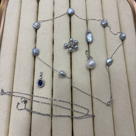 Custom link-All natural pearls and gemstones with sterling silver