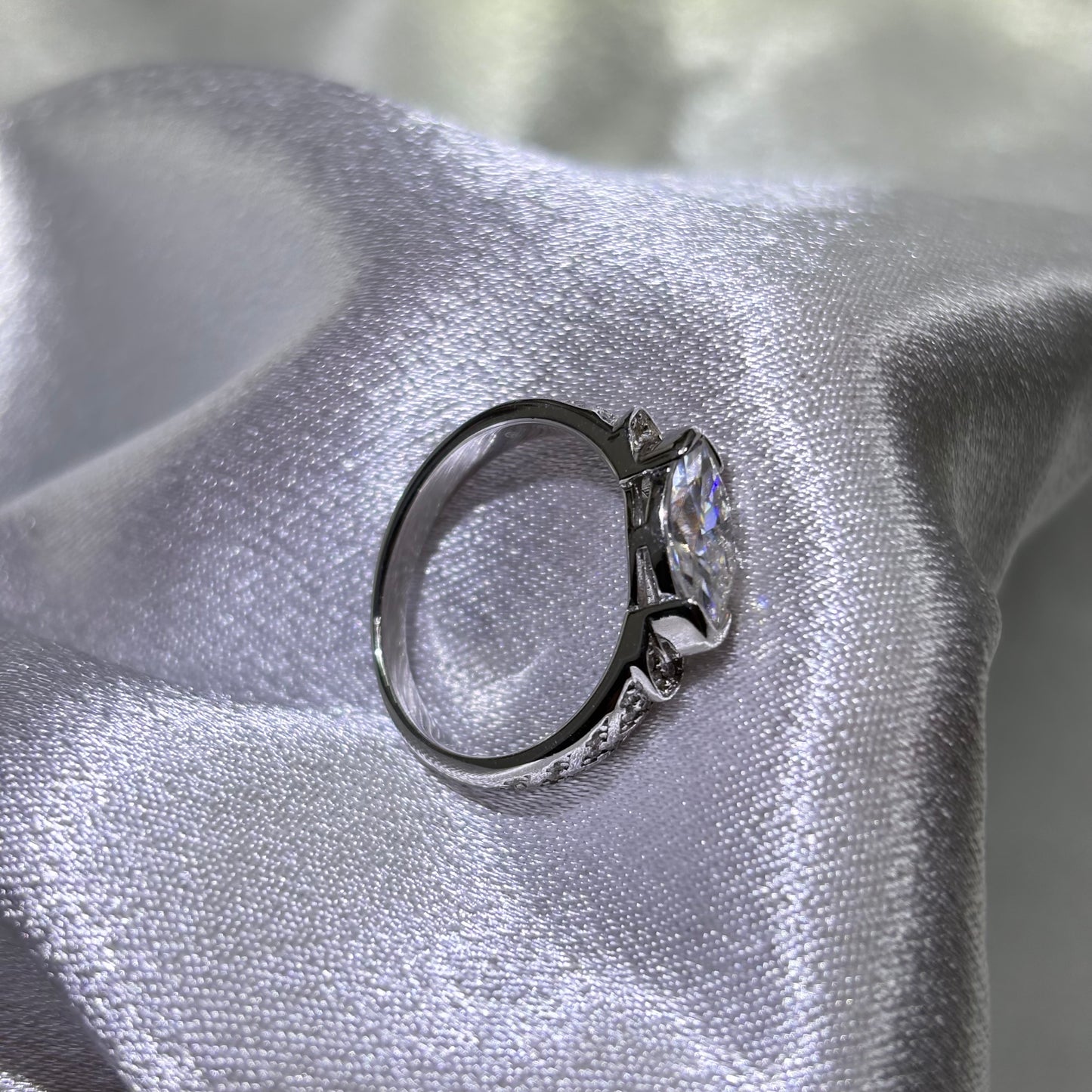 1ct Marquise Cut Moissanite Diamond S925 Sterling Silver Classic 18K Gold Plated Eye Of Horus Ring