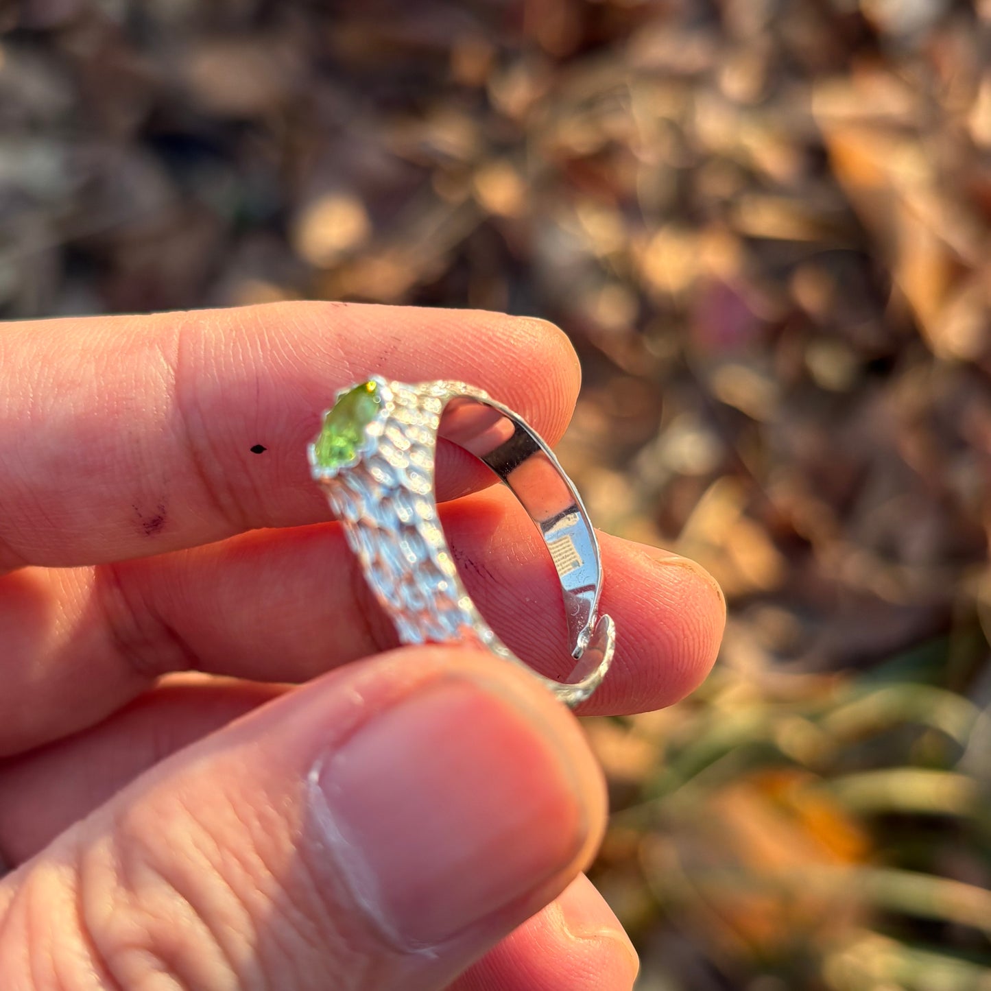 Custom-made Natural Peridot Hand Made Sterling Silver Gold Plated Ring