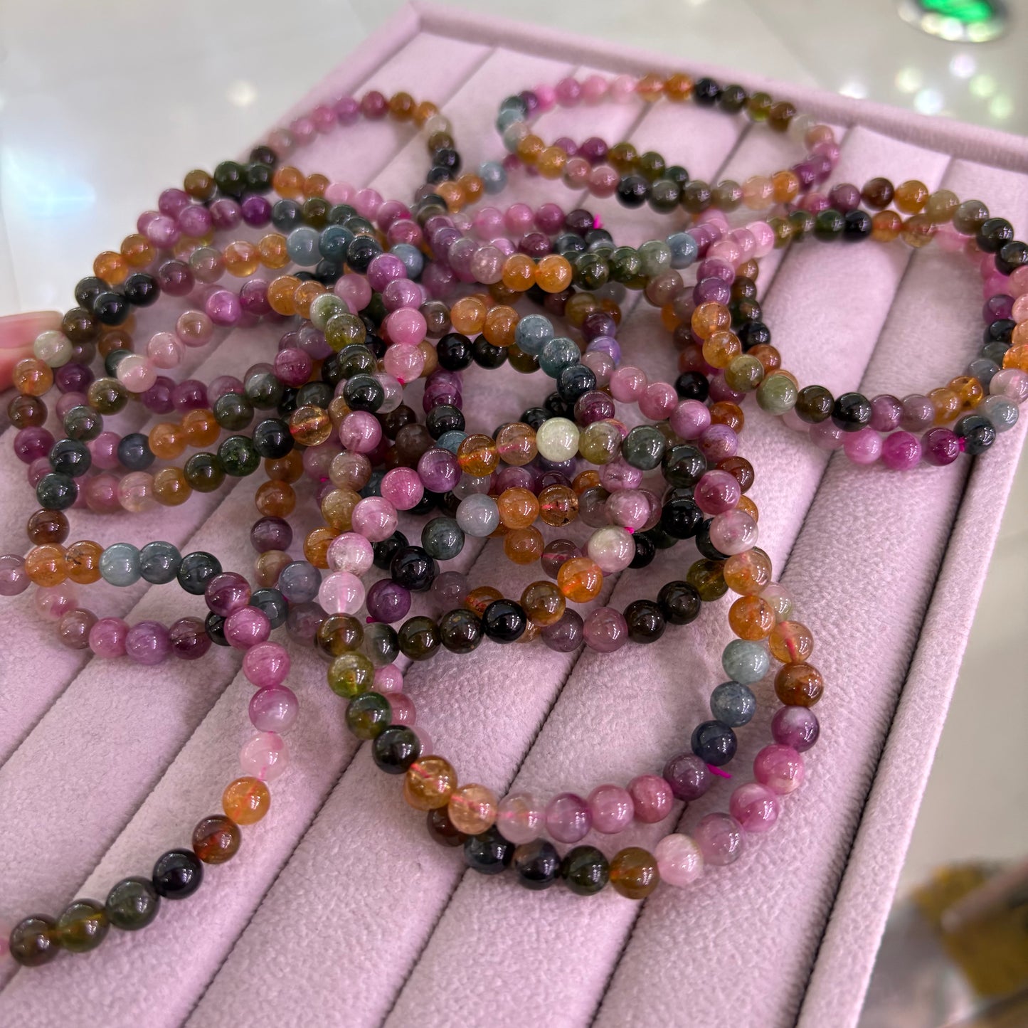 Natural Colorful Tourmaline Elastic Bracelet For Healing 6mm 12g