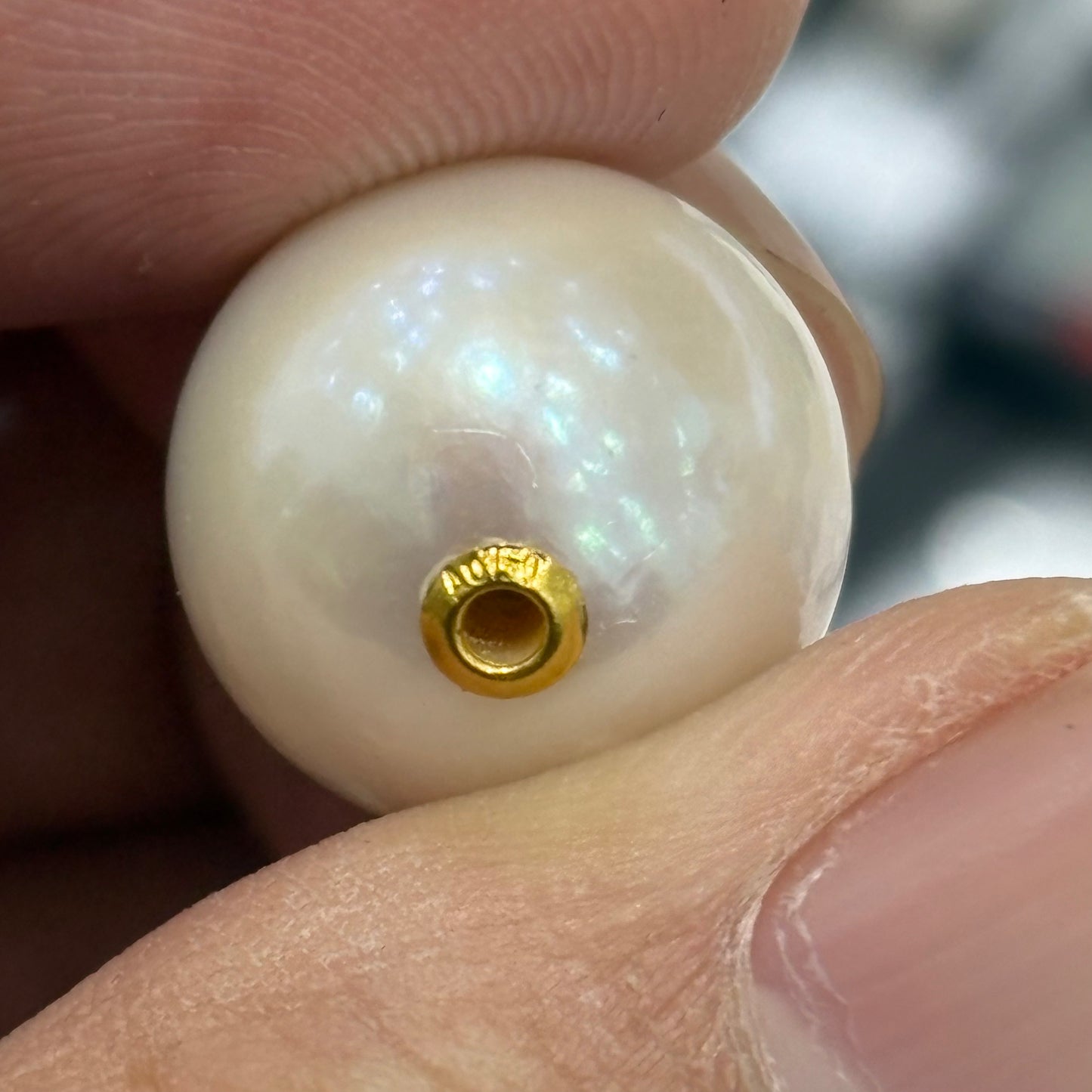 Custom link-Natural Freshwater Pearls 18K Gold Lulutong Pendant 15mm