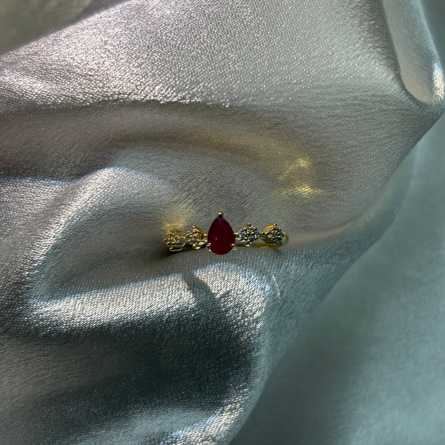 Custom-made Natural Ruby Sterling Silver Gold Plated Ring