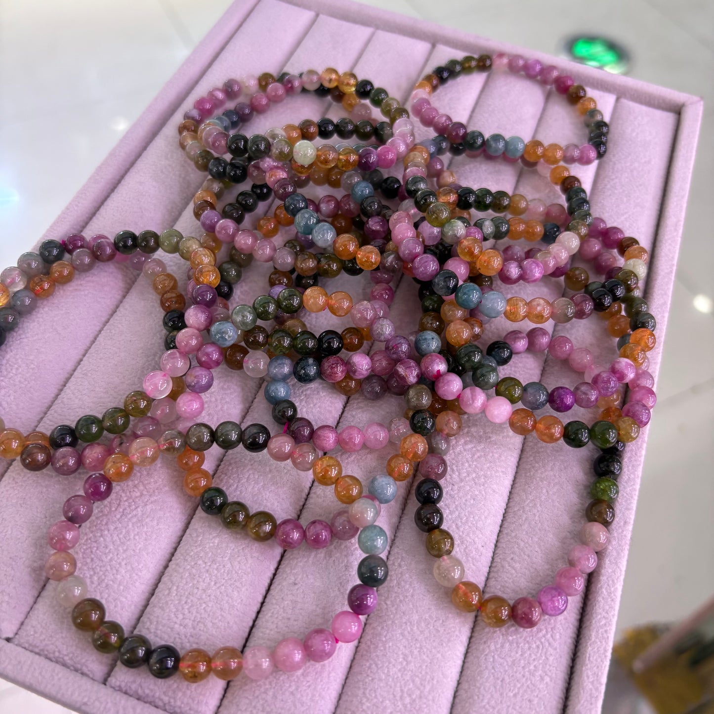 Natural Colorful Tourmaline Elastic Bracelet For Healing 6mm 12g