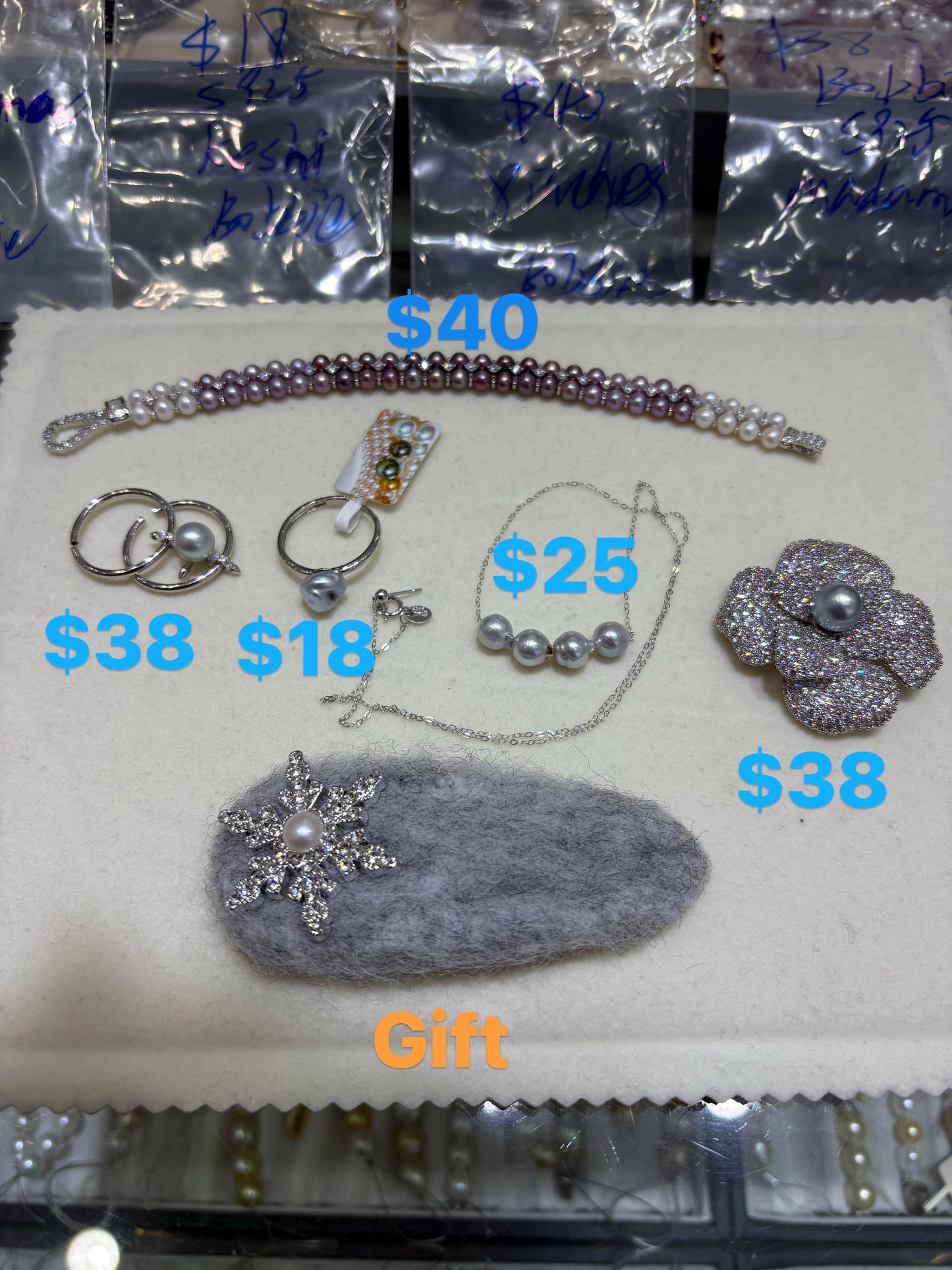 Custom link-Natural pearls/Moissanite diamond