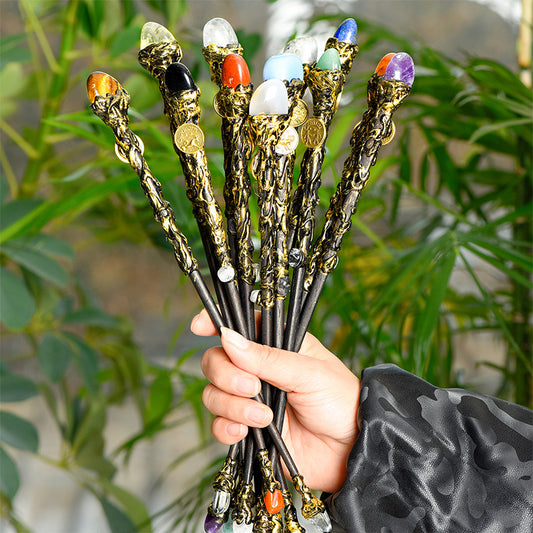 Natural Crystal Twelve Constellations Magic Wand Metal Core Wand Personalized Magic Wand Healing