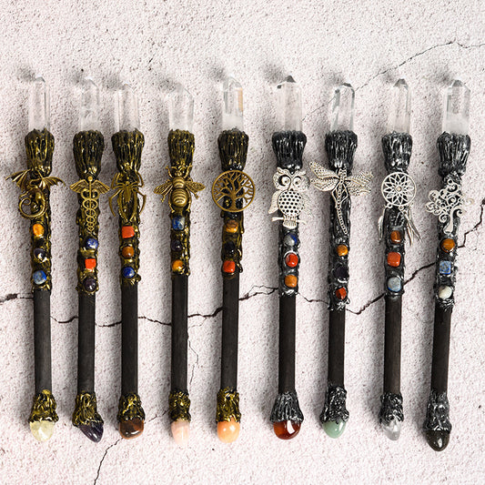 Natural White Crystal Harry Potter Wand Metal Magic Wand Universal Personalized Wand Healing