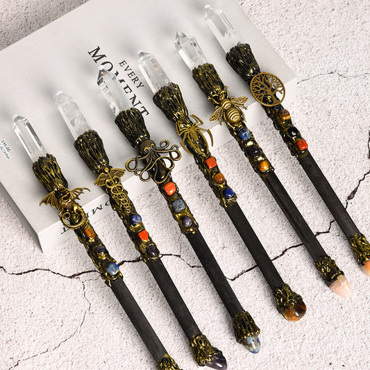 Natural White Crystal Harry Potter Wand Metal Magic Wand Universal Personalized Wand Healing