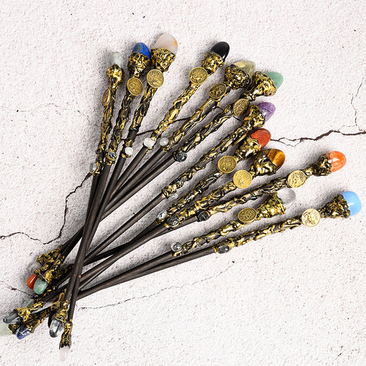 Natural Crystal Twelve Constellations Magic Wand Metal Core Wand Personalized Magic Wand Healing